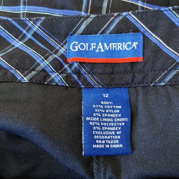 Golf  America Women's Golf Skort Skirt Size 12 Black Blue Cotton Blend - Picture 2 of 3